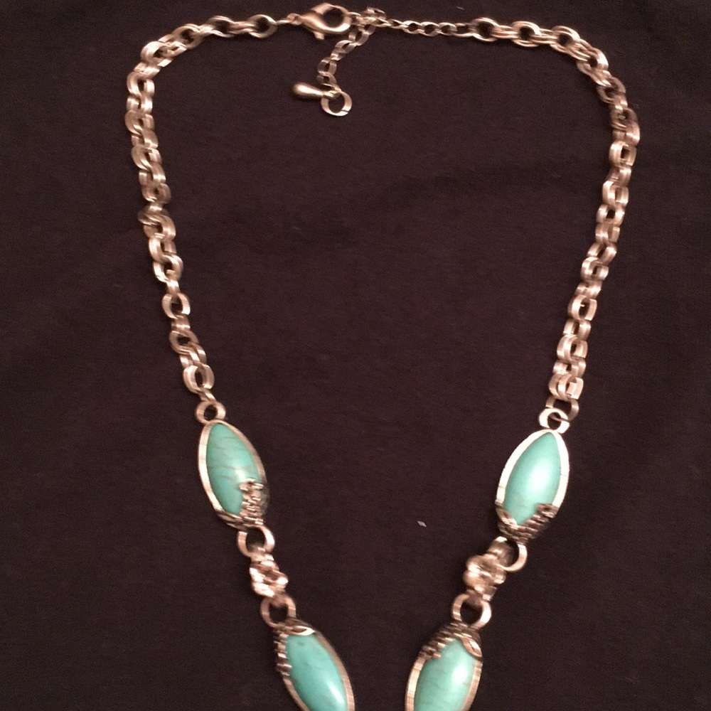 Gorgeous silver and turquoise color boho necklace. - Picture 2 of 5